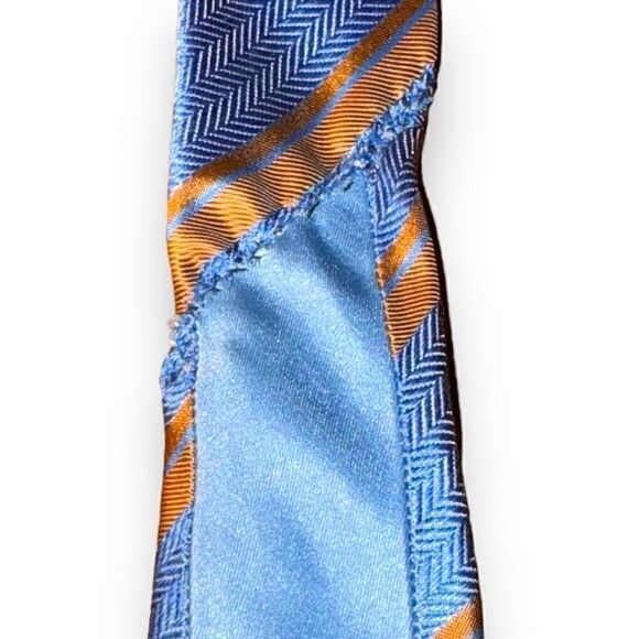 Italo Ferrelli Silvimarina Blue & Orange Handmade 100% Silk Tie - Picture 7 of 9